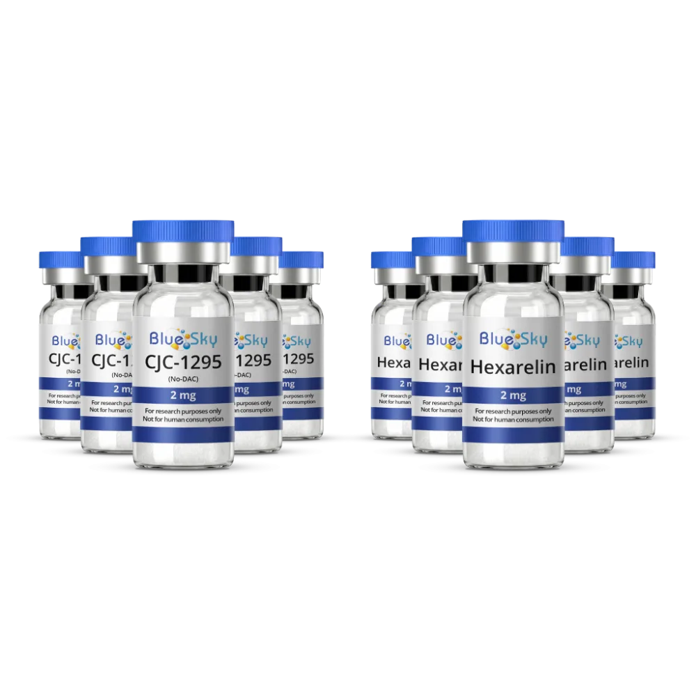 CJC-1295 No DAC and Hexarelin Bundle (2mg x5 Each) 1 CJC-1295 No DAC and Hexarelin bundle: 5 vials of CJC-1295 No DAC 2mg and 5 vials of Hexarelin 2mg