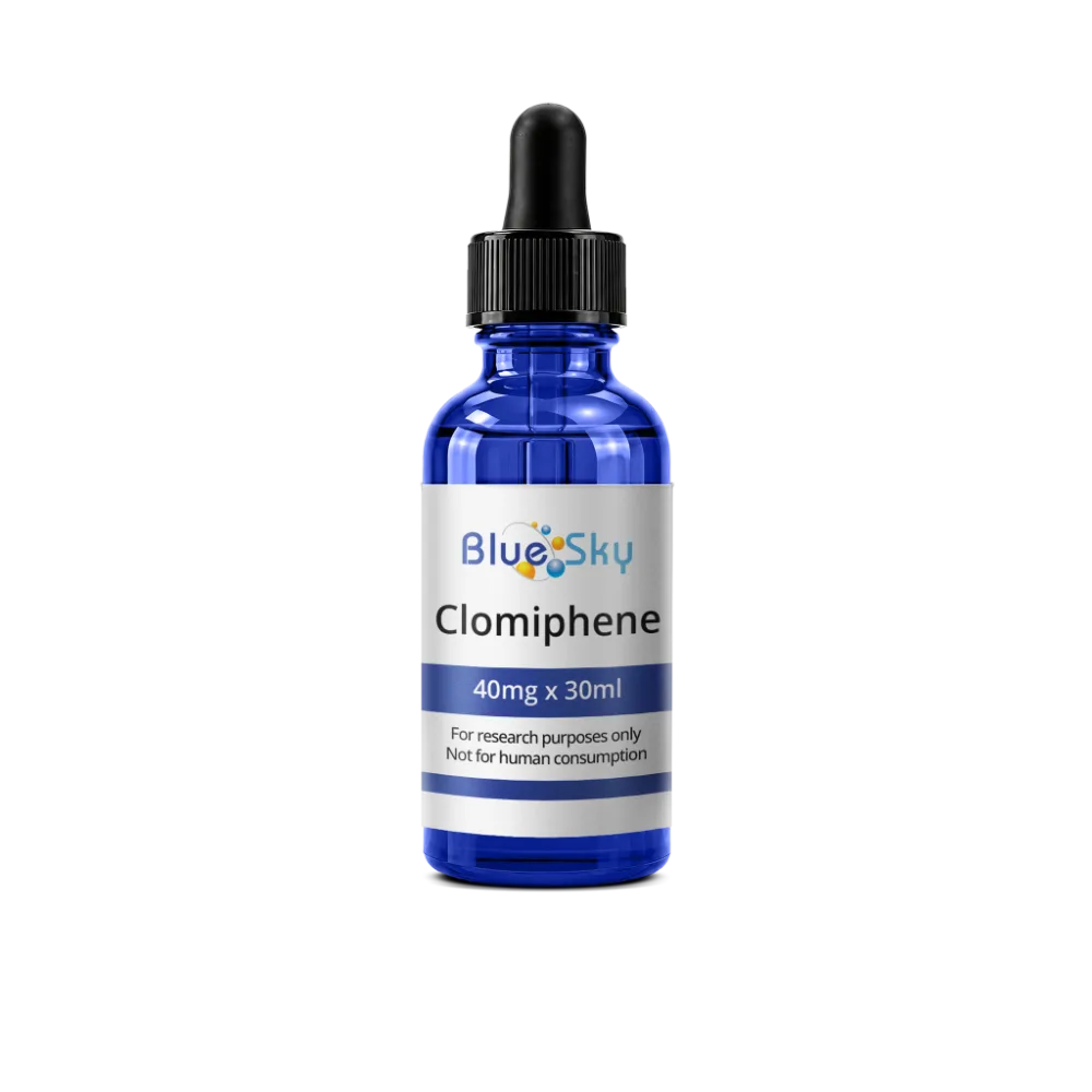 Clomiphene Citrate Liquid 40mg/mL (30mL) 1 Clomiphene Citrate liquid, 40mg/mL in a 30mL dropper bottle from Blue Sky Peptide