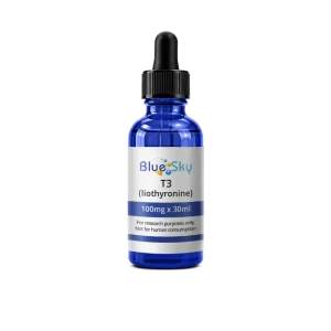 T3 Liothyronine liquid, 100mcg/mL in a 30mL dropper bottle from Blue Sky Peptide